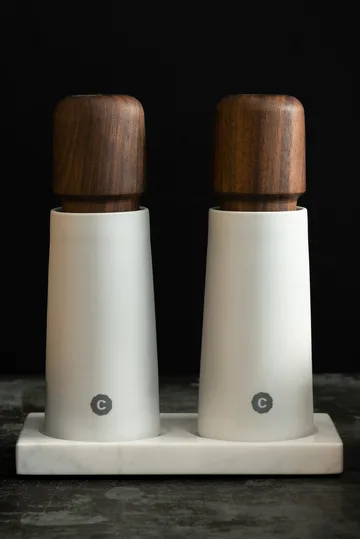 Tabletopper krydderkvernstativ - White marble - Crushgrind