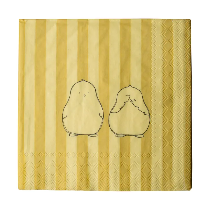Chubby chicken stripe papirserviett 20-pakning - Creme, 33x33 cm - DBKD