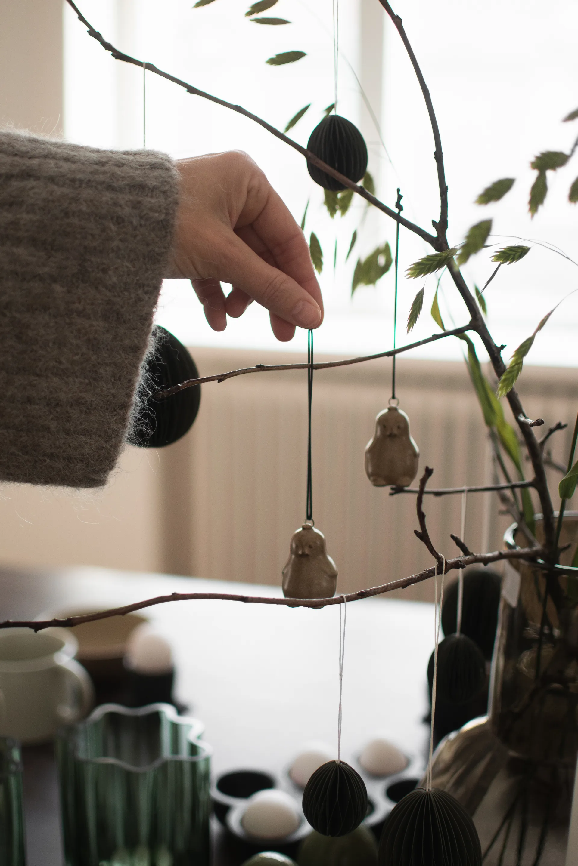 Hanging Chubby chicken dekorasjonsanheng, Beige DBKD