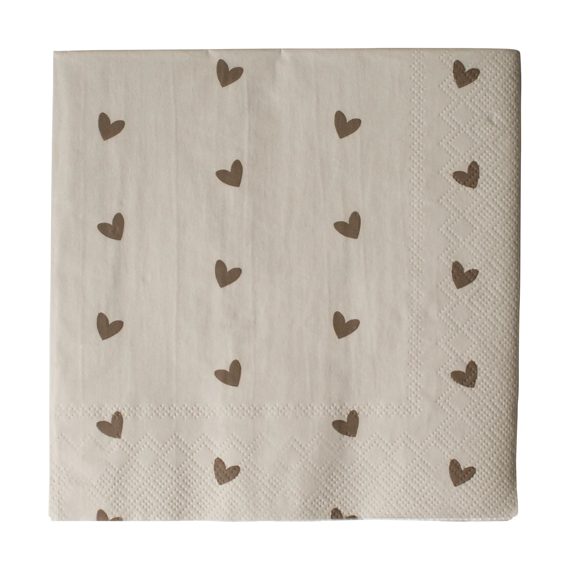 Heart pappersserviett 33x33 cm 20-pakk, Brown-beige DBKD