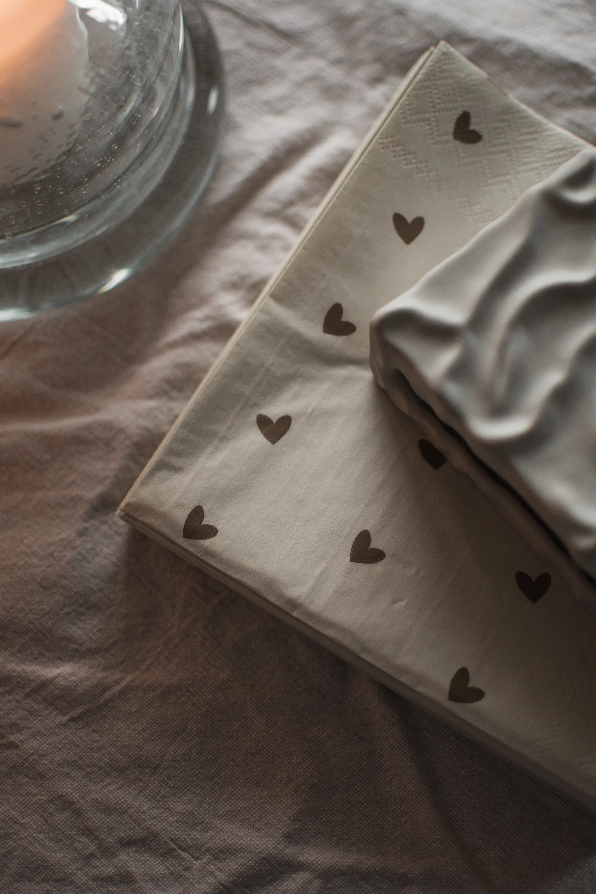 Heart pappersserviett 33x33 cm 20-pakning, Brown-beige DBKD