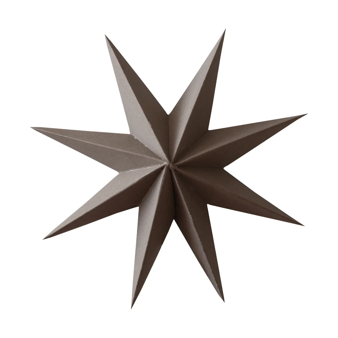 Paper winter star dekorasjonshengel, Brown, small, Ø9 cm DBKD