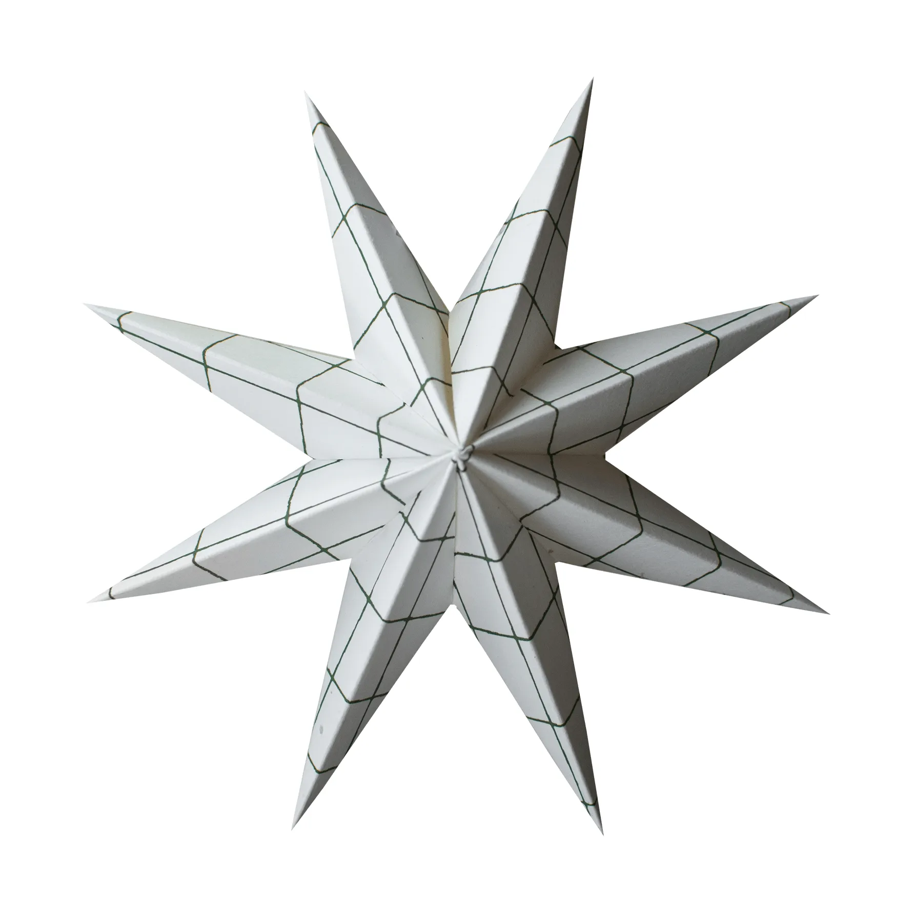 Paper winter star dekorasjonshengel, Square white, medium, Ø14 cm DBKD