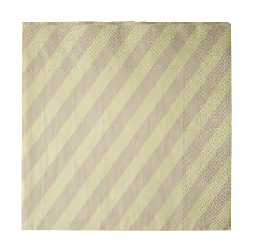 Stripe papirserviett 33x33 cm 20-pakn. - Yellow - DBKD