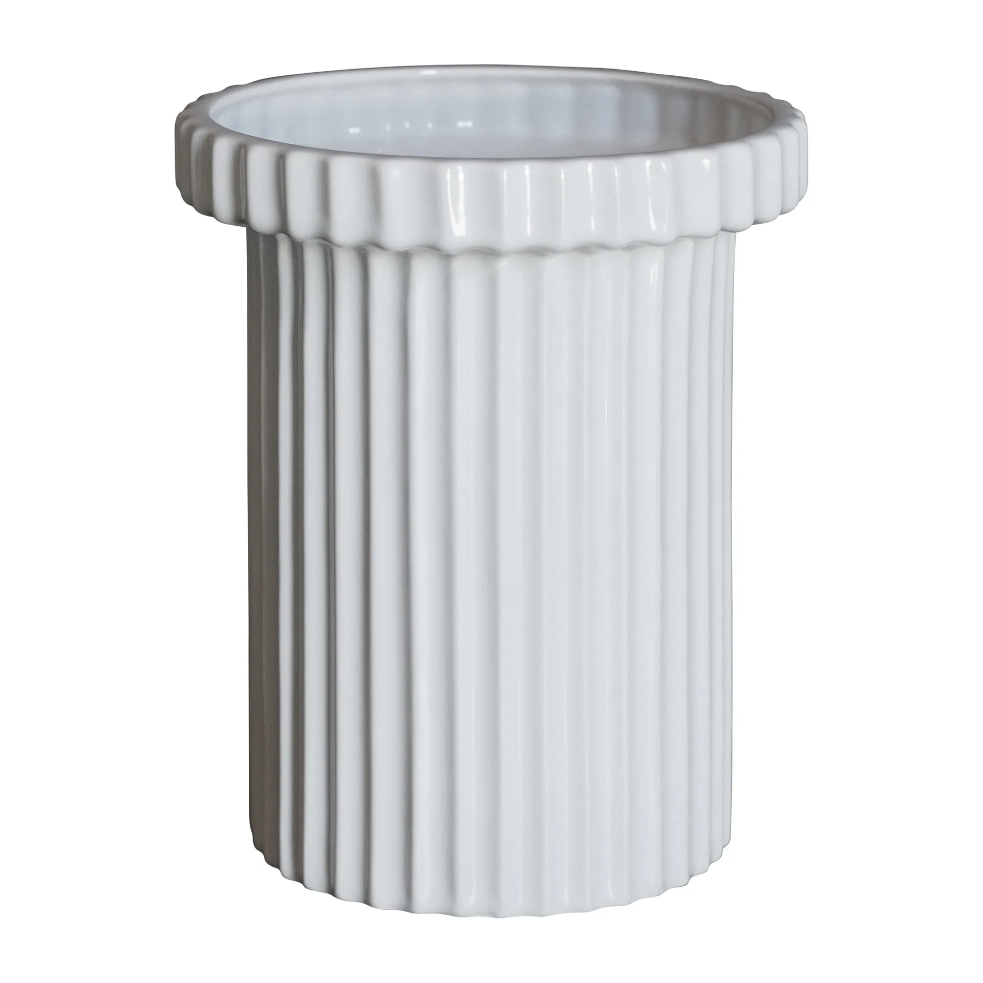 Stripe potte liten h18 cm Ø12 cm, Shiny white DBKD