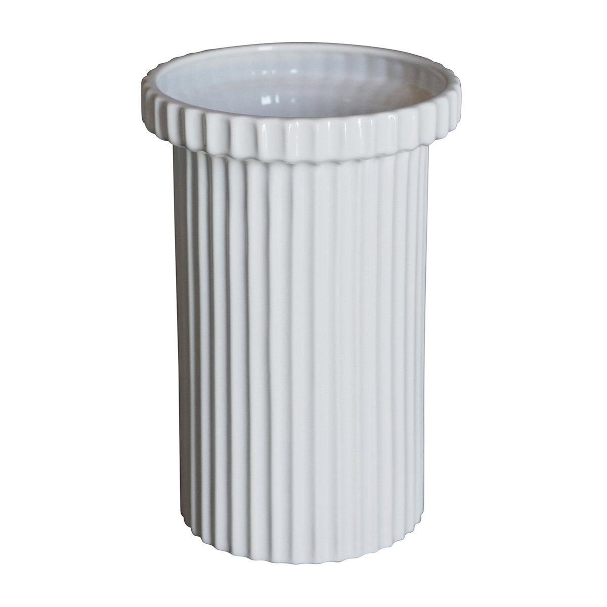 DBKD Stripe potte stor h22 cm Ø12 cm Shiny white