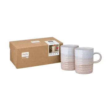 Kiln Coral rillet krus - Korall-beige, 2-pakning - Denby