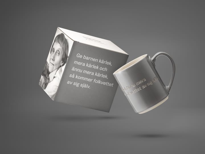 Astrid Lindgren kopp, ge barnen kärleik, grå-svensk Design House Stockholm