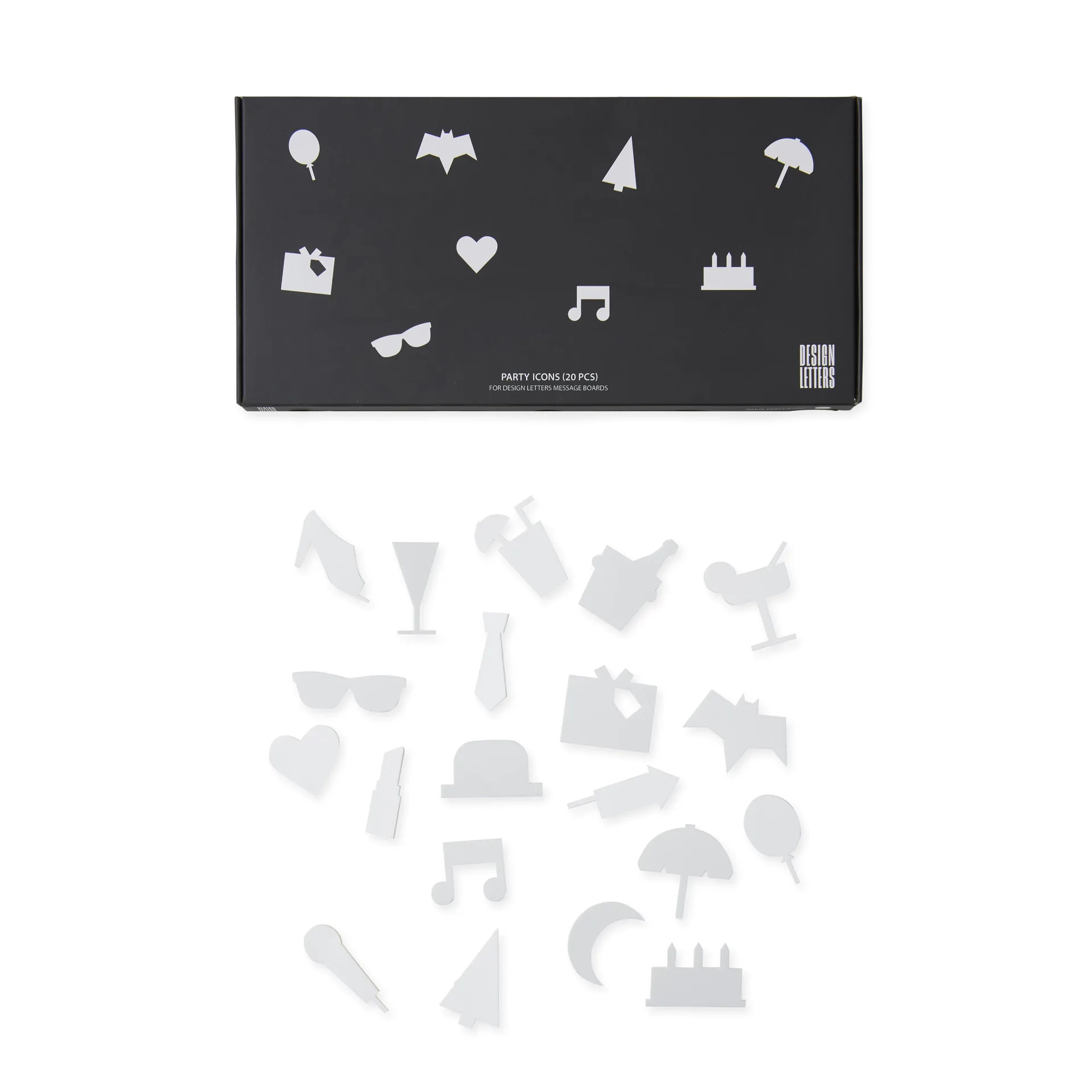 Party icons til oppslagstavle 20 deler, hvit Design Letters