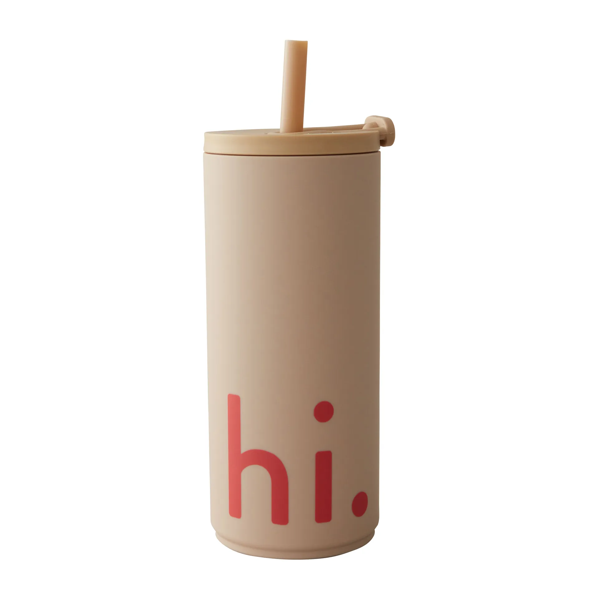 Travel Life termosflaske med sugerør 50 cl, Hi-beige Design Letters