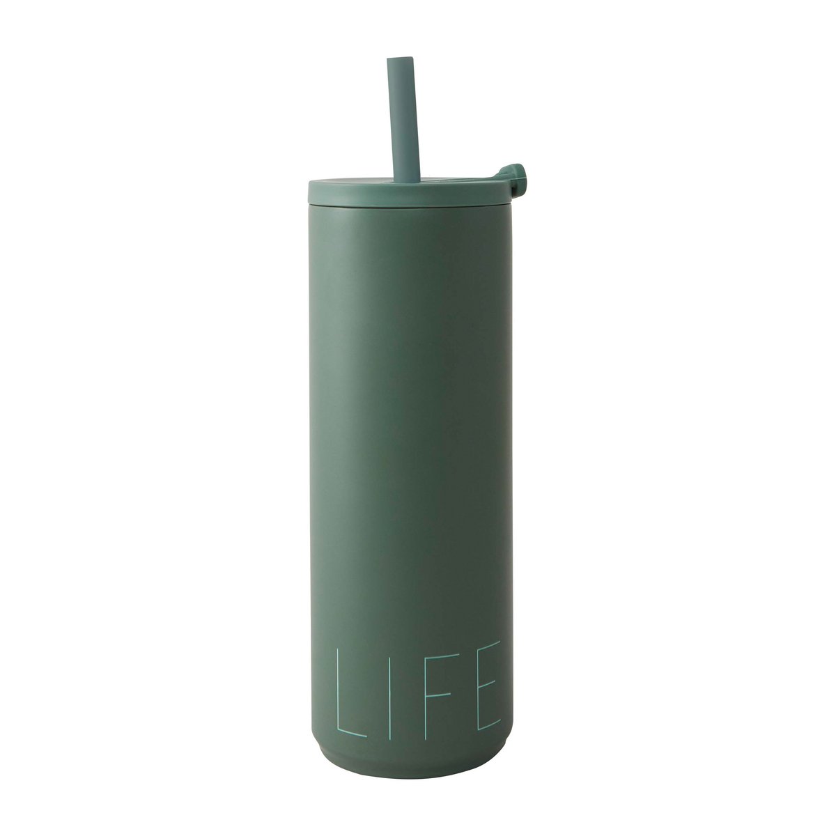 Design Letters Travel Life termosflaske med sugerør 50 cl Myrtle green