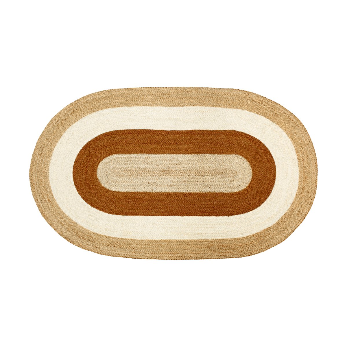 Dixie Elin striped oval juteteppe 92 x 150 cm Brick