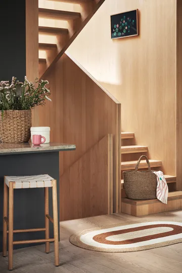 Elin striped oval juteteppe 92 x 150 cm - Brick - Dixie