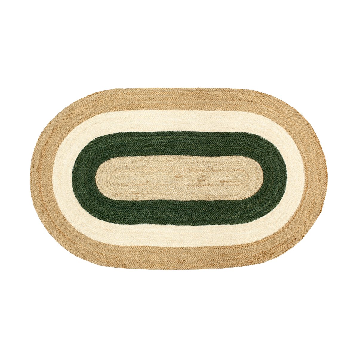 Dixie Elin striped oval juteteppe 92 x 150 cm Green