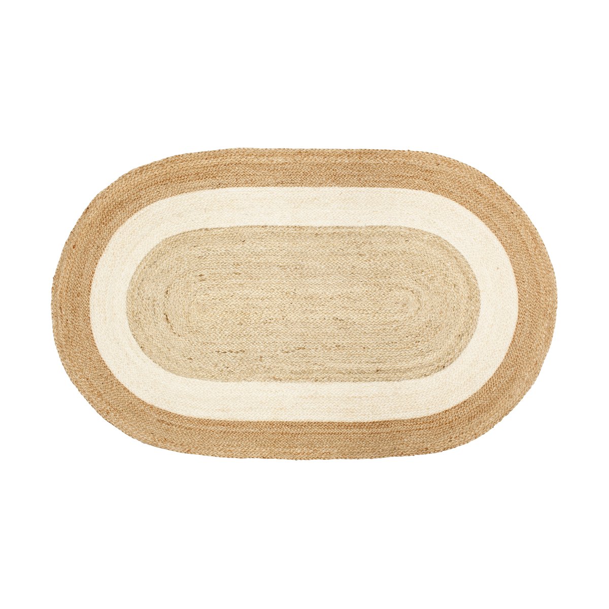 Dixie Elin striped oval juteteppe 92 x 150 cm Naturlig