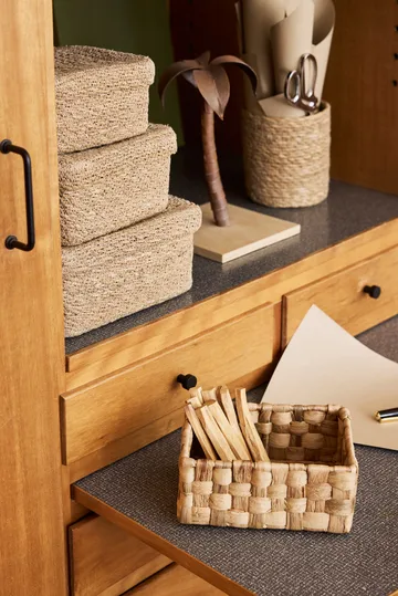 Emil kvadratisk kurv med lokk 3 deler - Natural - Dixie