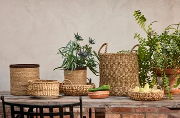 Esther cylinder oppbevaringskurv med håndtak 2-pakning - Natural - Dixie