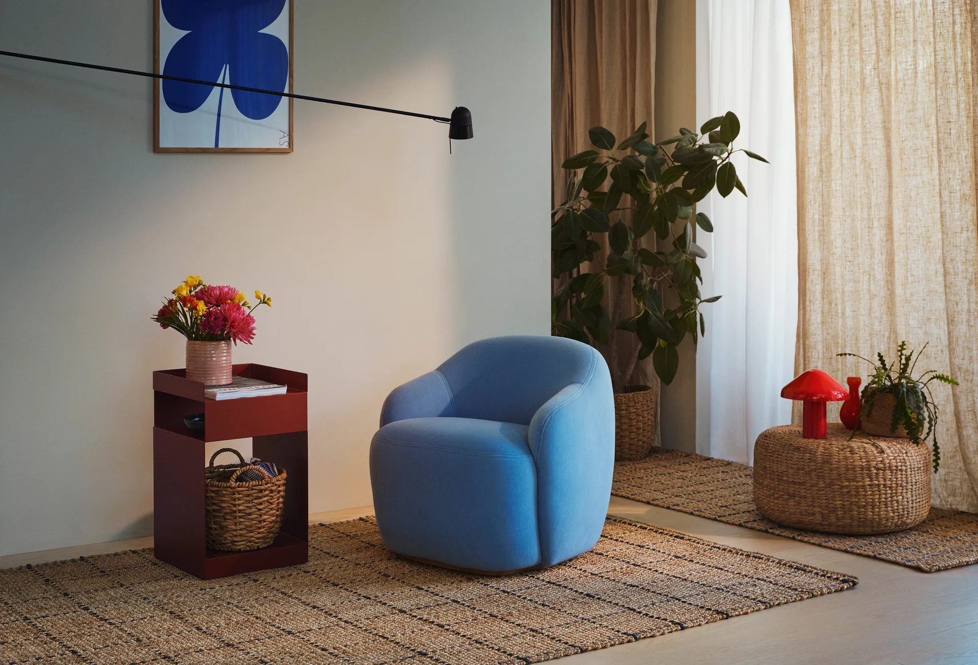 Freja juteteppe rutete 190 x 290 cm, Natural-dark grey Dixie