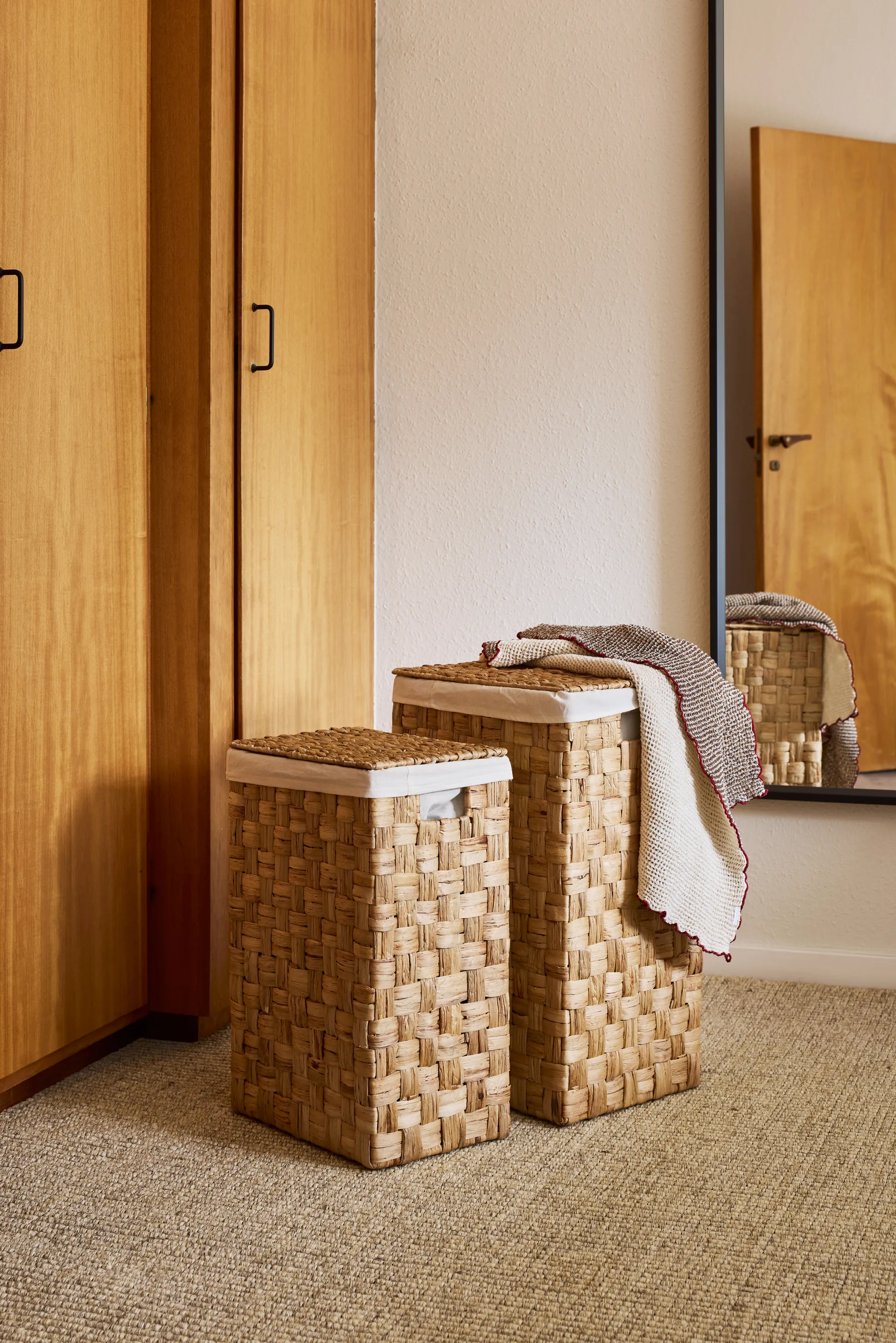 Lily tøyvaskekurv rektangulær 2 deler, Natural Dixie