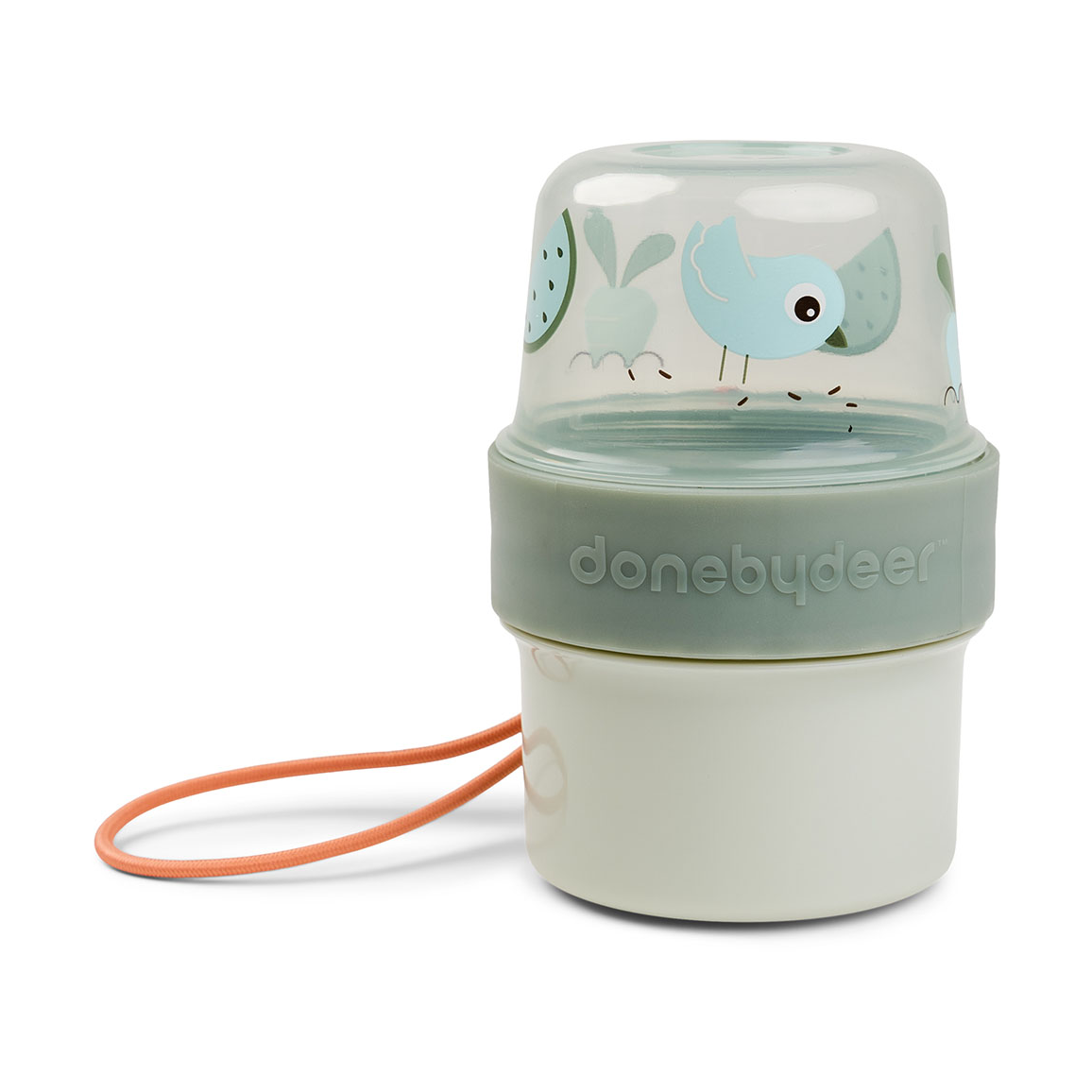 Done By Deer To Go 2-Way Snack Container Birde, Green