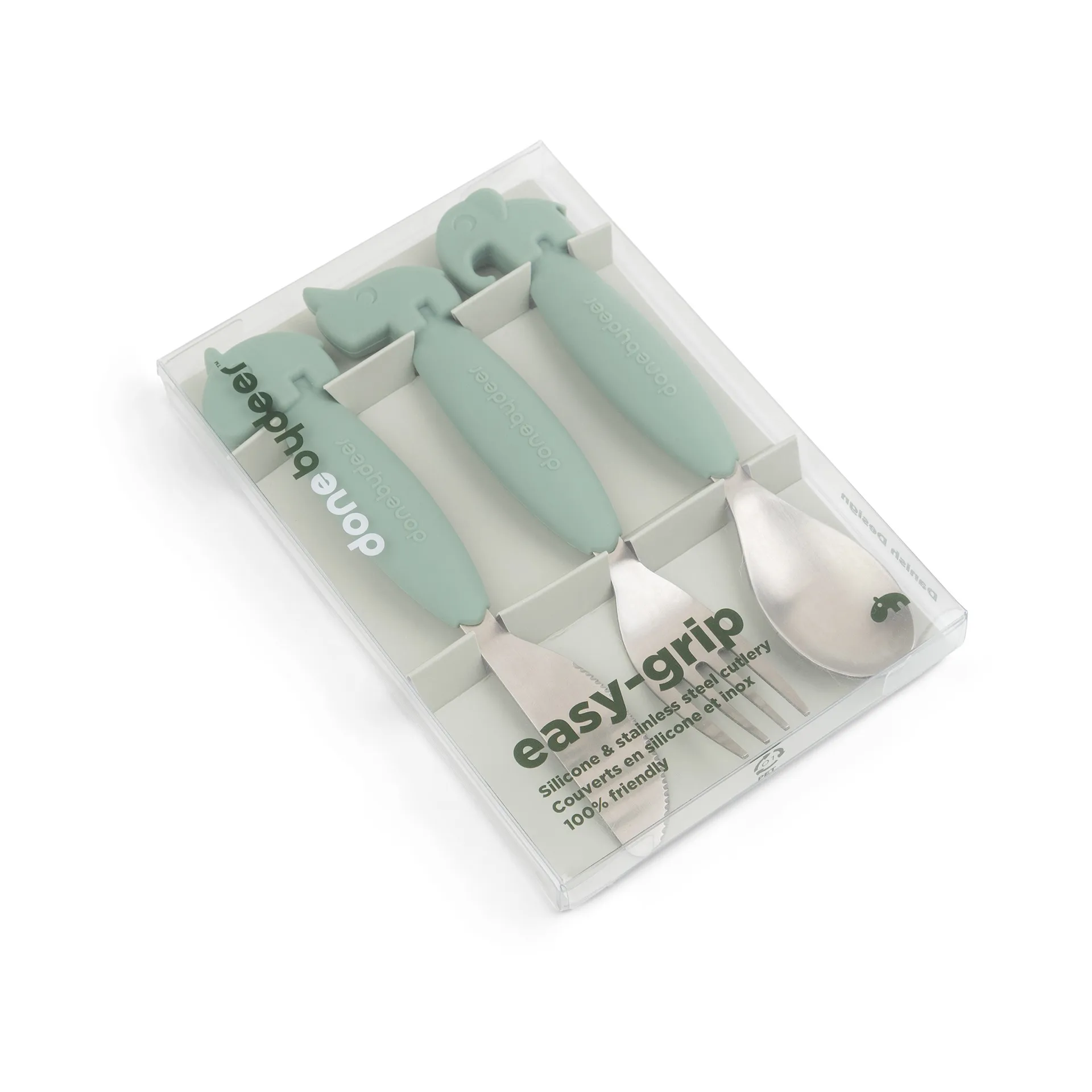 Deer Friends Easy-grip bestikksett 3 deler, Green Done by deer