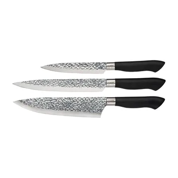 Akira knivsett i rustfritt stål 3 kniver - Svart - Dorre