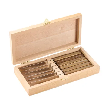 BBQ biffkniv - Rustfritt stål, 6‑pakning, trekasse akasie, 22,5×2 cm - Dorre