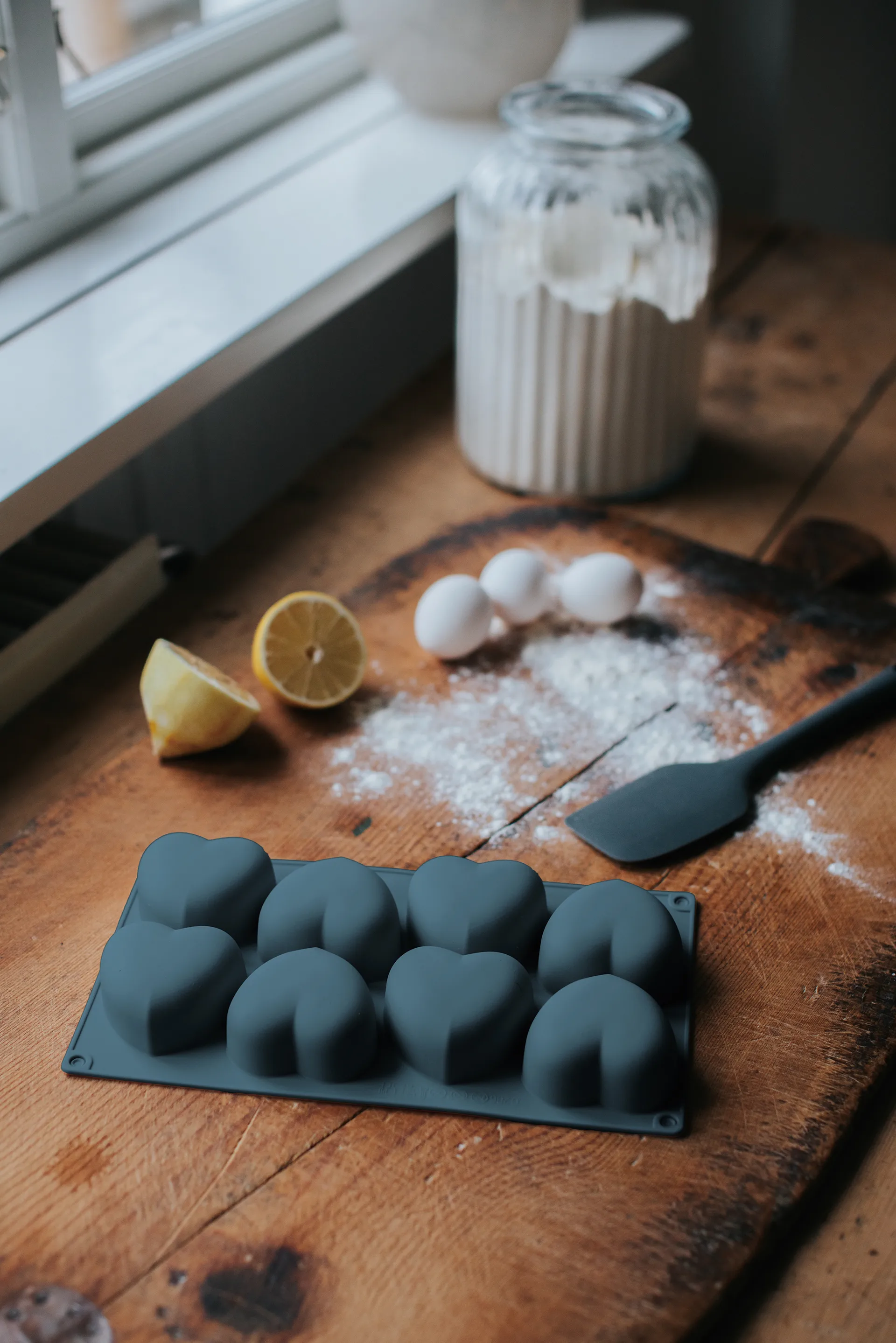 Beck bakeform, Grå, hjerte, silikon, 8 stk Dorre