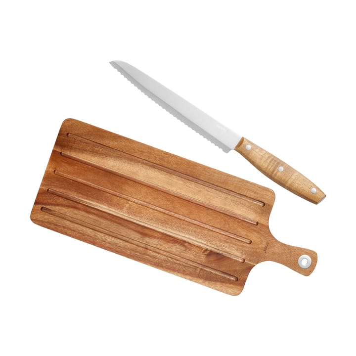 Billy brødkniv og skjærefjøl 2 deler, Akacia-rustfritt stål Dorre