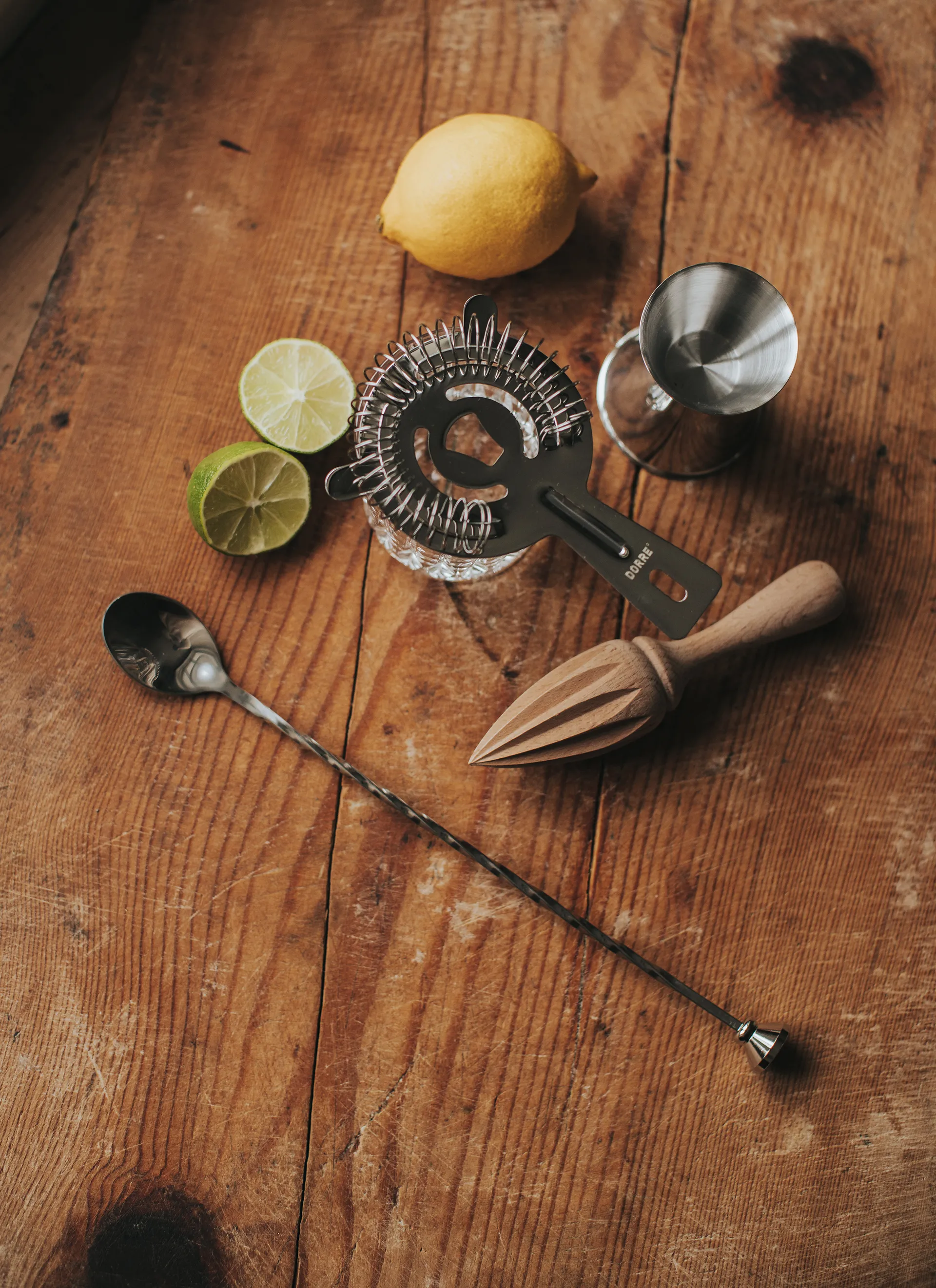 Bobbee bartenderutstyr, Rustfritt stål, tre, 4 deler Dorre