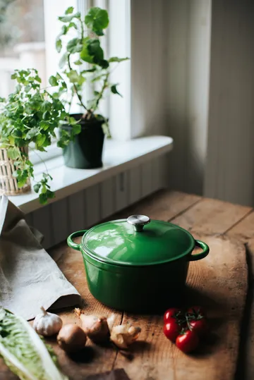 Gretl støpejernsgryte rund knopp rustfritt stål 4 L - Grønn - Dorre
