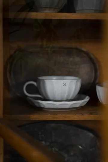 Ernst asjett i steingods - Hvit-natur, Ø17x3 cm - ERNST