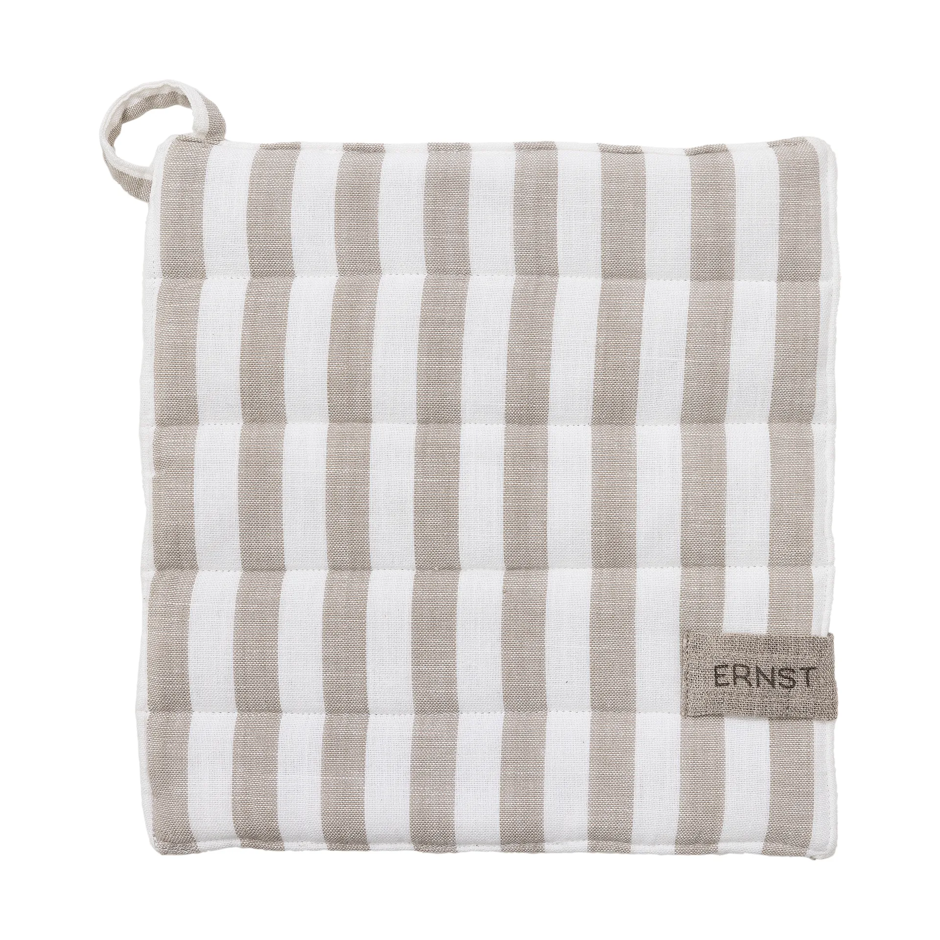 Ernst gryteklut, bred stripe 23x25 cm, Beige-hvitt striper ERNST