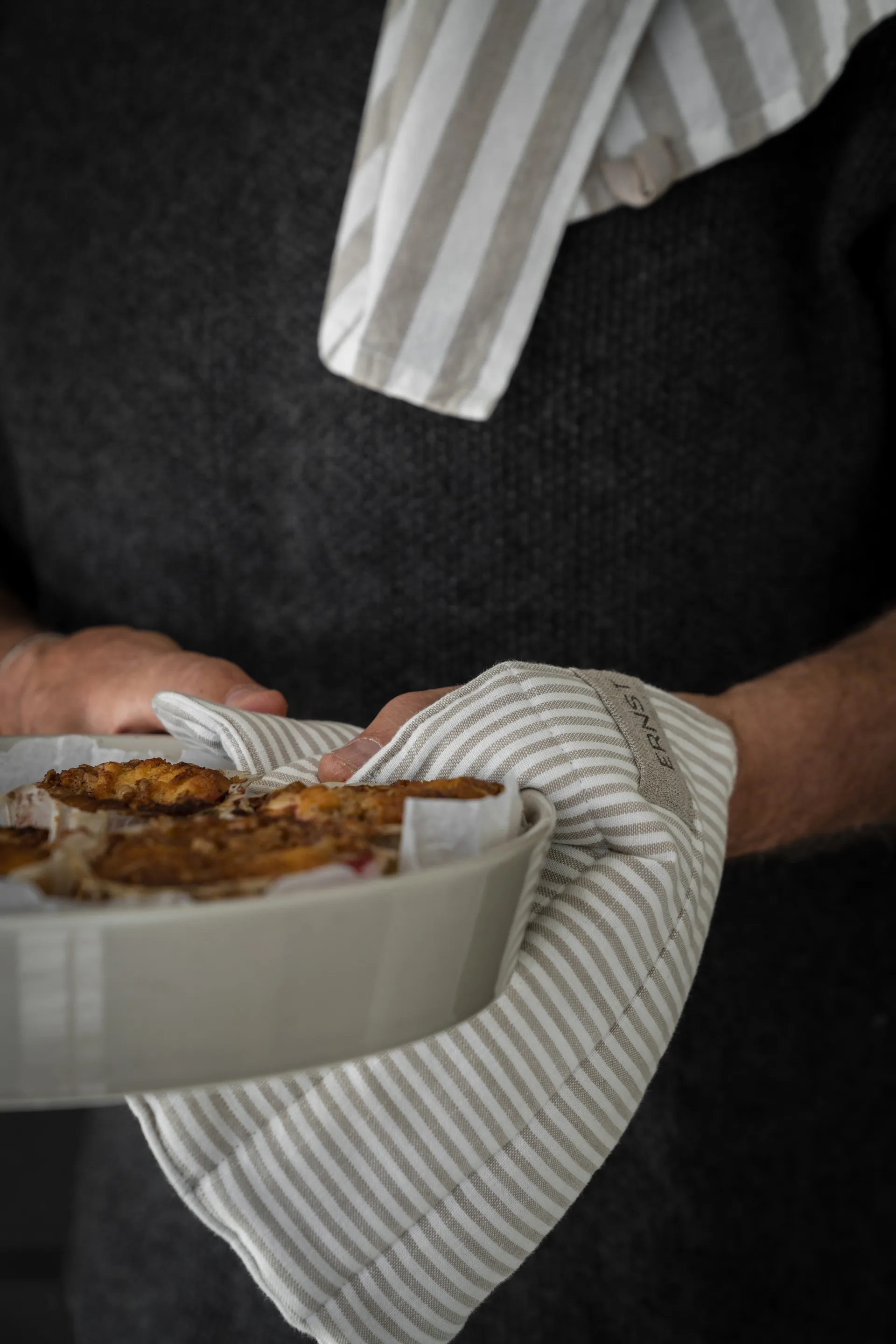 Ernst gryteklut stripete 23x25 cm, Beige-hvit stripe ERNST