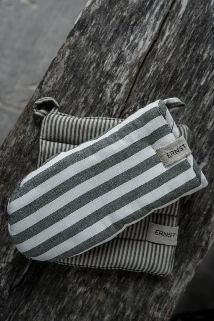 Ernst grytevott, bred stripe, Grønn-hvit ERNST