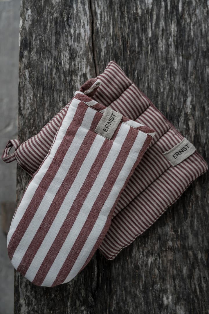Ernst grytevott, bred stripe, Rød-hvit ERNST