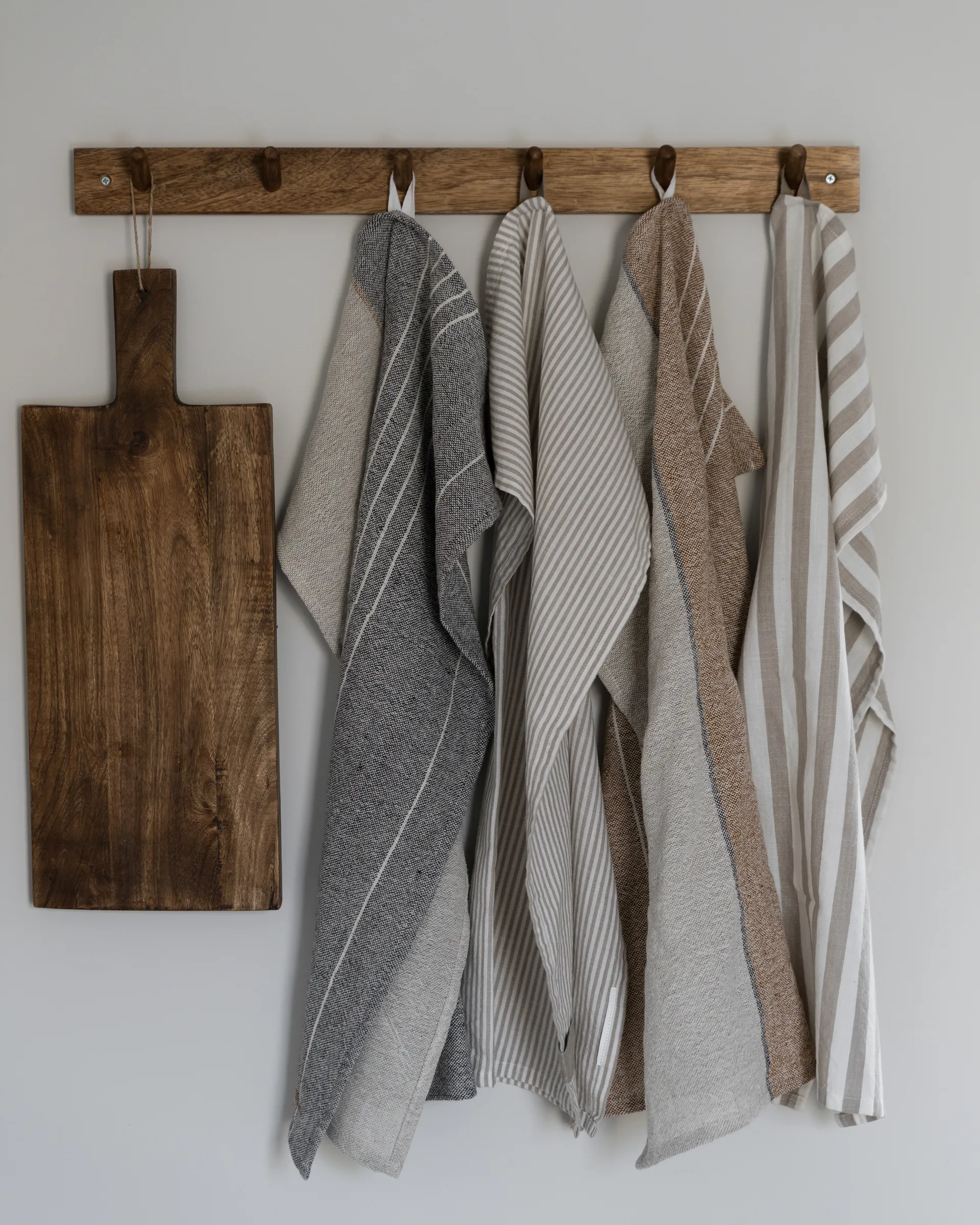 Ernst kjøkkenhåndkle, brede striper 47x70 cm, Beige-hvit rand ERNST