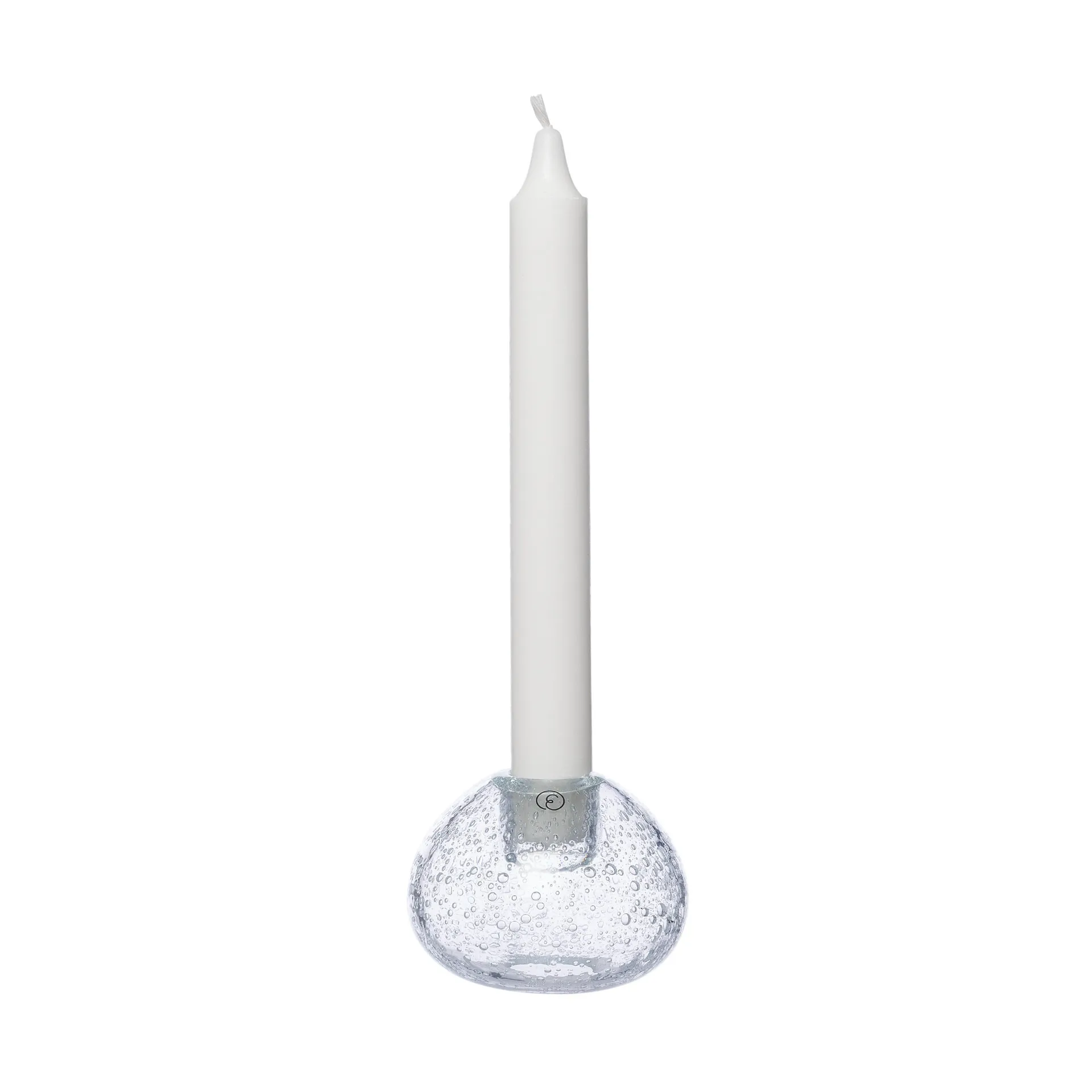 Ernst lysestake, glass Ø7,5 cm, Bobler ERNST