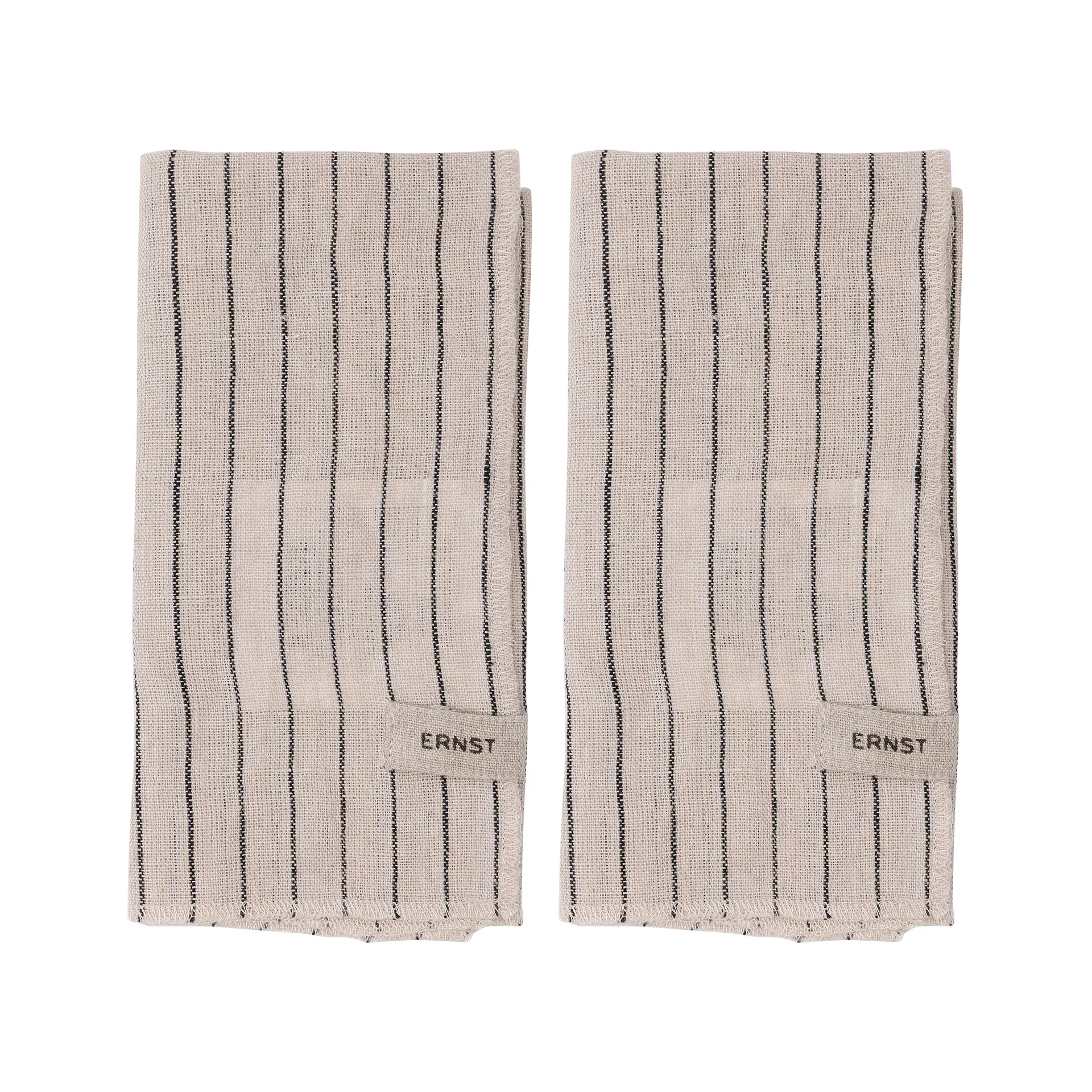 Ernst servietter 2-pakning stripete 40 x 40 cm, Svart-beige ERNST