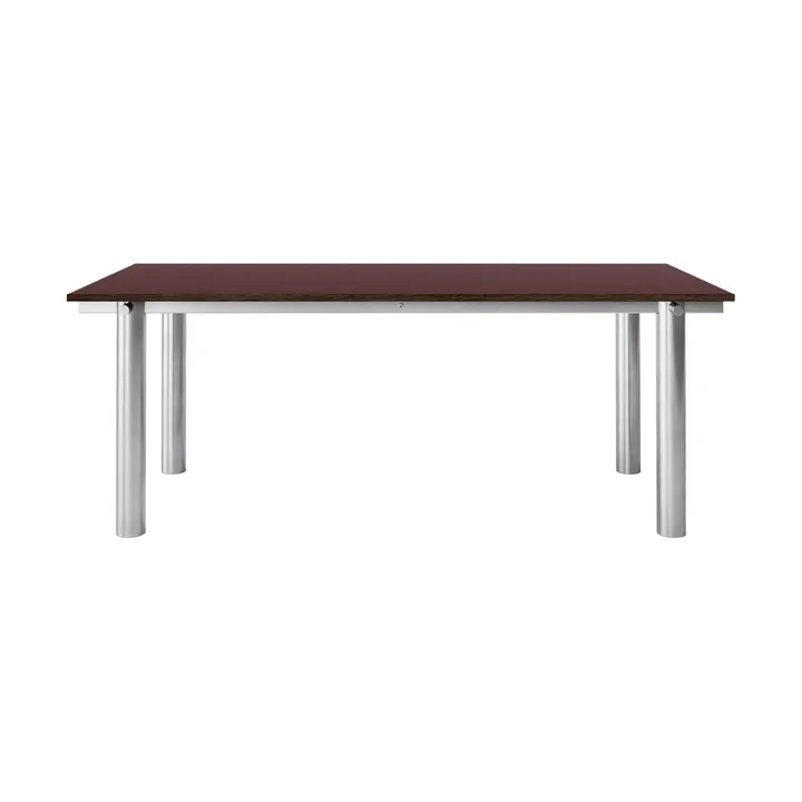 Atura spisebord - Brushed stainless steel-burgundy, 90x200 cm - Ferm Living