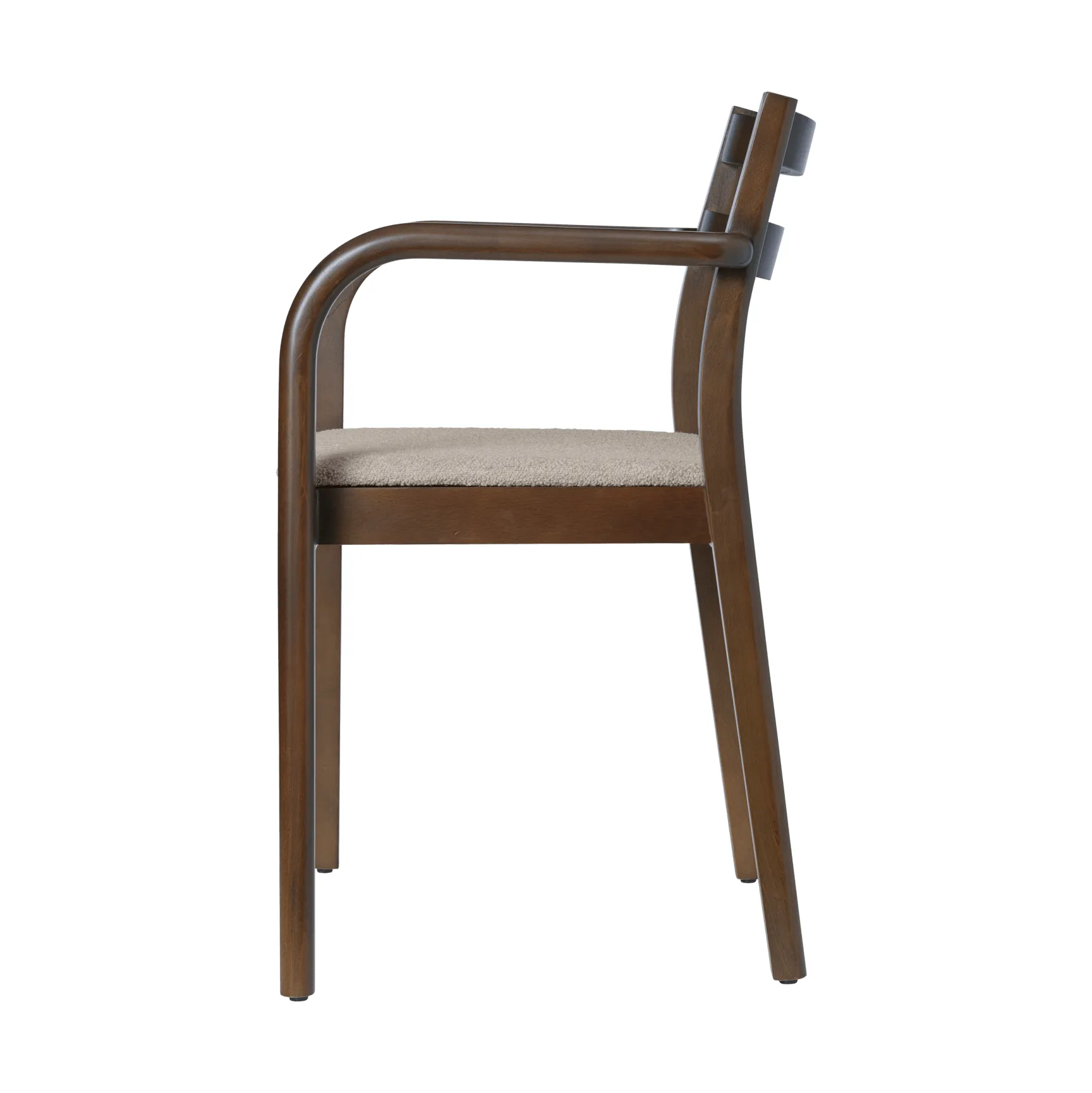 Boda karmstol, Polstret sete soft bouclé, dark stained beech-natural Ferm Living