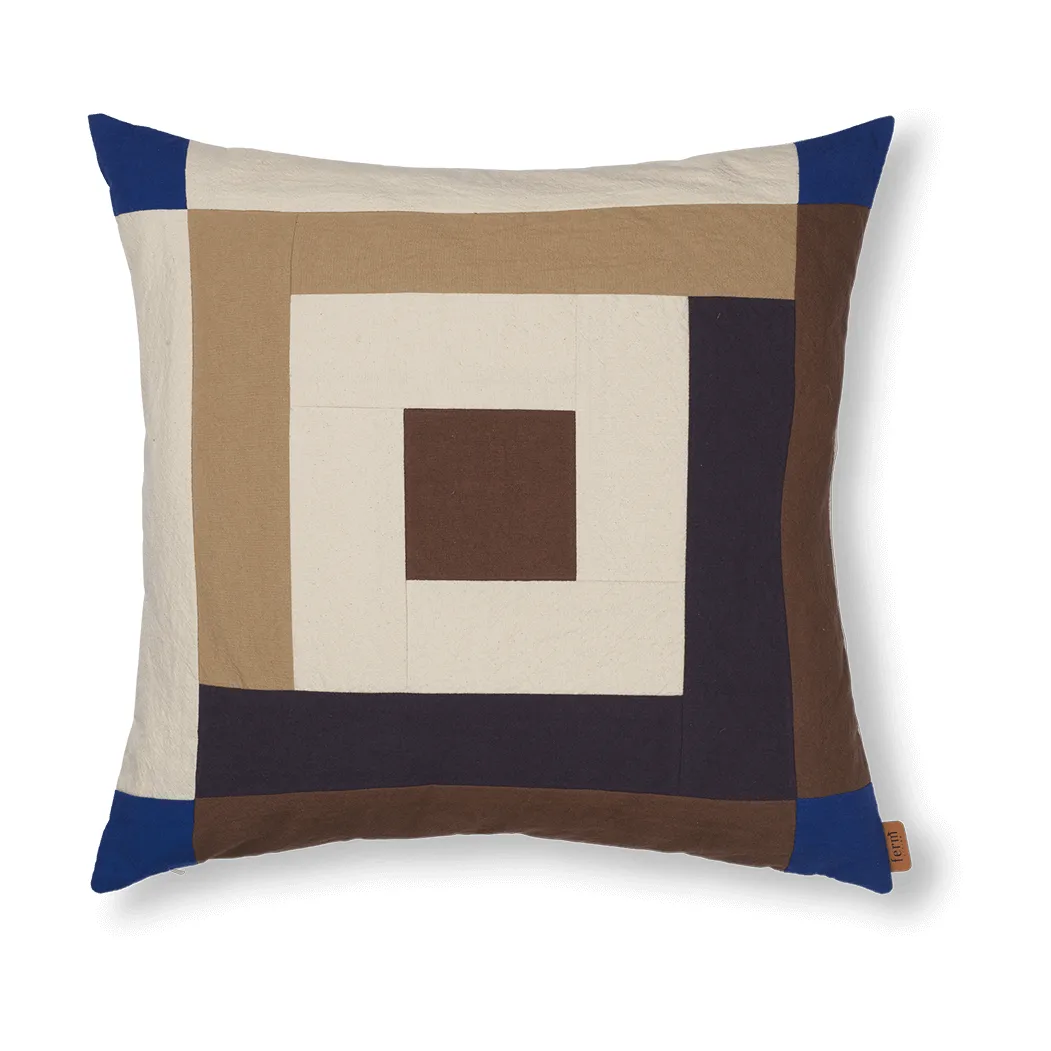 Border patchwork putetrekk 50x50 cm, Carob brown-bright blue Ferm Living