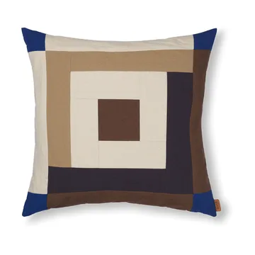 Border patchwork putetrekk 50x50 cm - Carob brown-bright blue - Ferm Living