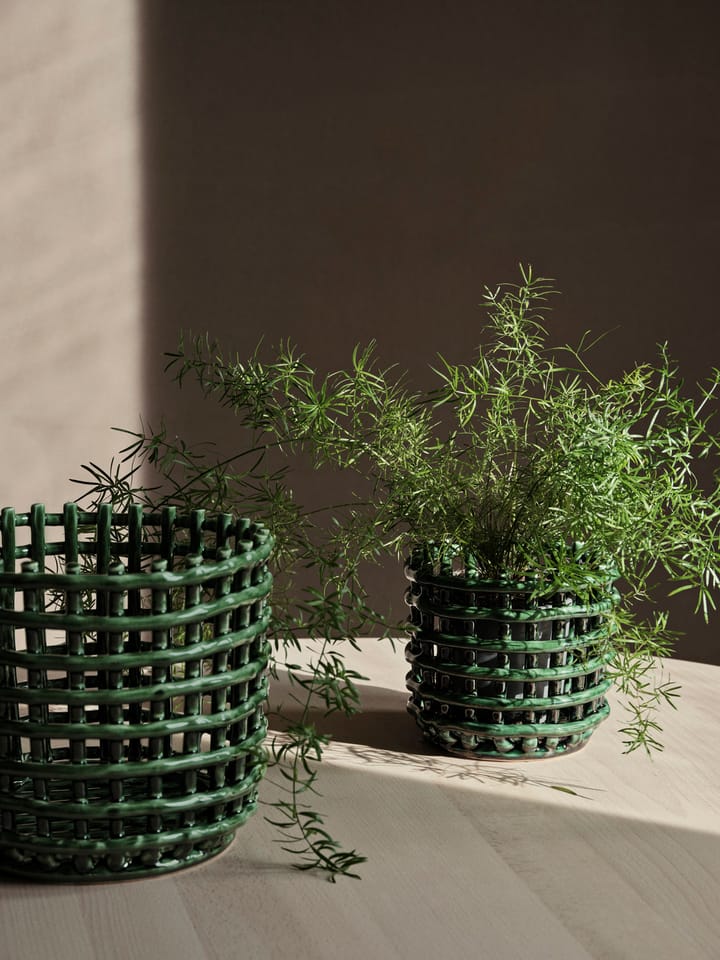 Ceramic flettet kurv Ø23,5 cm, Emerald Green Ferm Living