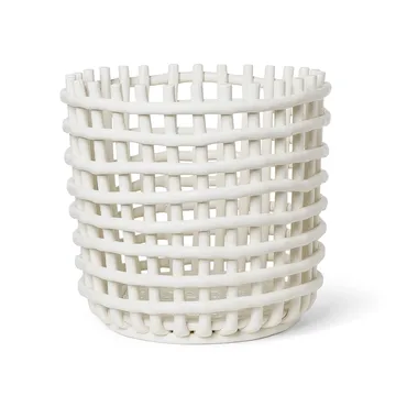 Ceramic flettet kurv Ø 35 cm - Off-white - Ferm Living