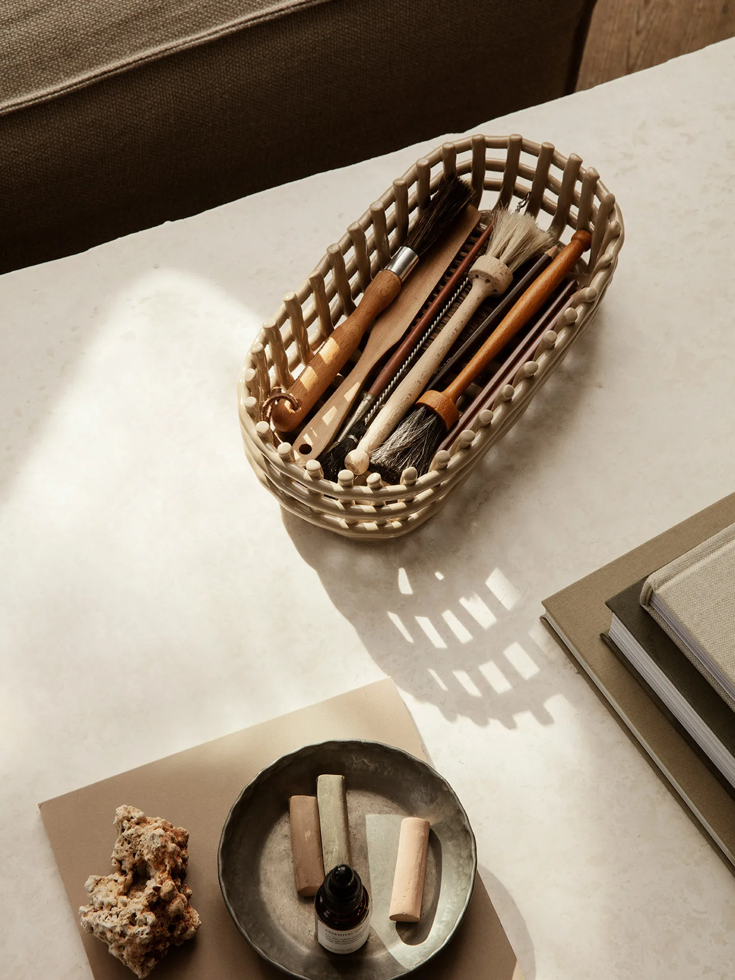 Ceramic flettet kurv oval 15 x 30 cm, Cashmere Ferm Living