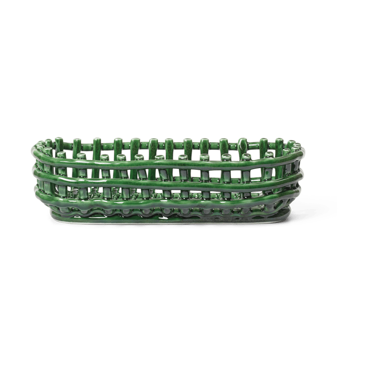 Ceramic flettet kurv oval 15 x 30 cm - Emerald Green - Ferm Living
