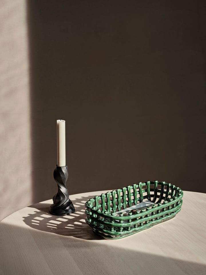 Ceramic flettet kurv oval 15 x 30 cm, Emerald Green Ferm Living