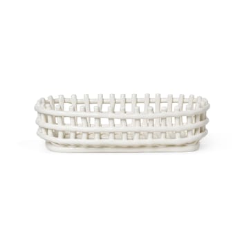 Ceramic flettet kurv oval 15 x 30 cm - Off-white - Ferm Living
