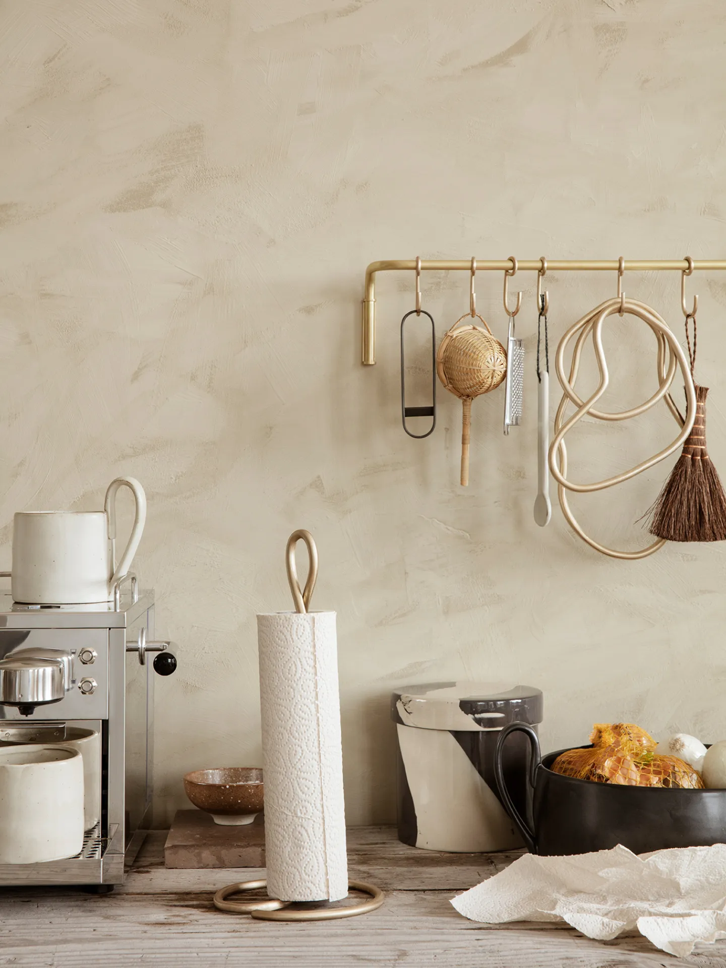 Curvature tørkerullholder, Messing Ferm Living
